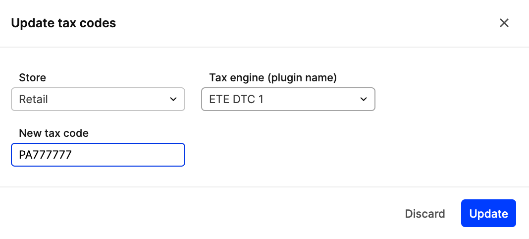 Tax code batch assignment example
